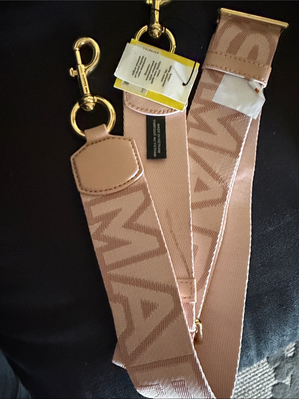 Marc Jacobs Pink Logo Jacquard Strap with Gold Hardware